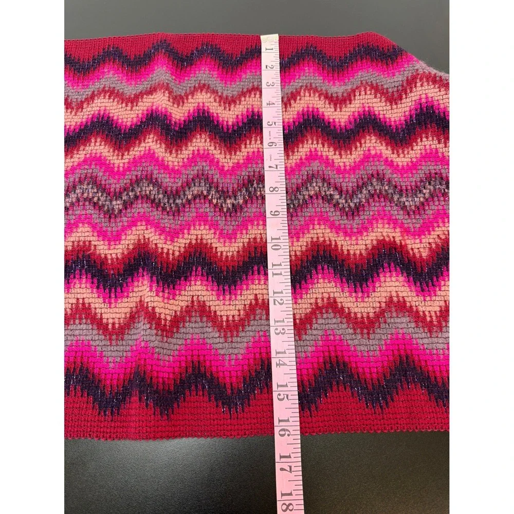 Missoni Foulard‎ Wool Mohair Blend Pink Chevron Fringe Scarf Vibrant Lightweight